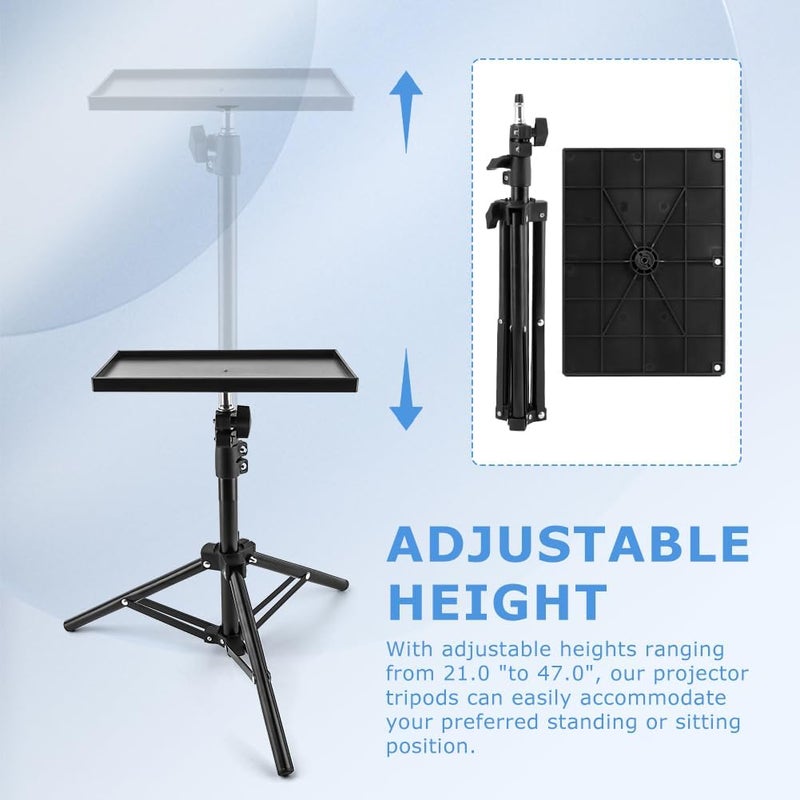 Ranjaner Projector Tripod Stand, Portable Laptop Tripod Stand, Multi Purpose DJ Equipment Studio Stand Mount Holder for Outdoor Office Home Stage, Adjustable Height 21.65 to 47.24 Inch - Image 3